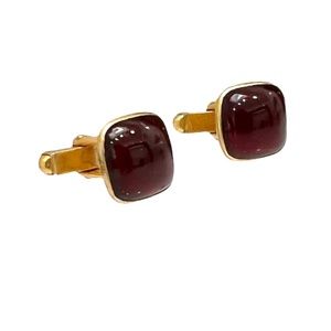 VINTAGE SWANK RED DOMED GOLD TONE CUFFLINKS